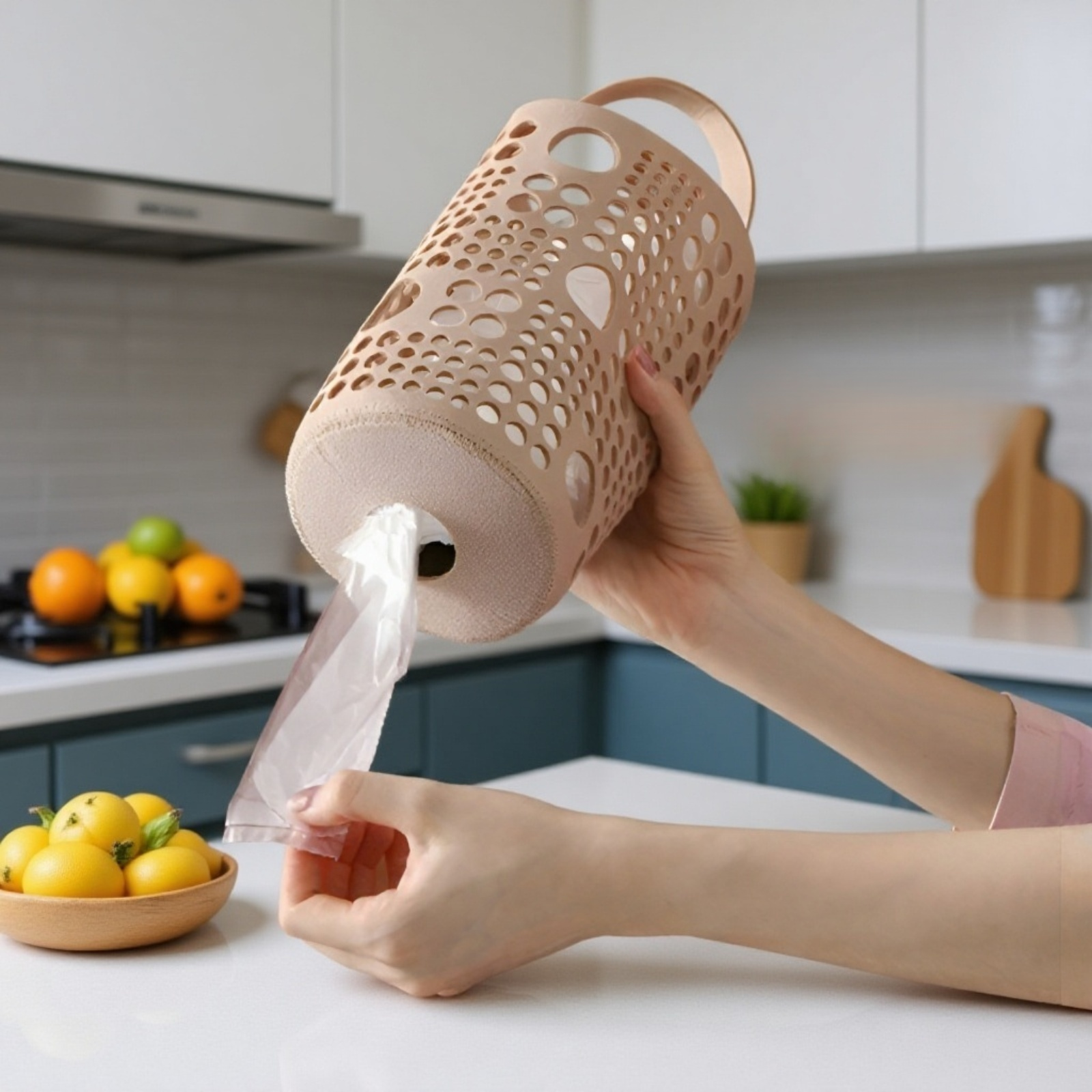 ペーパータオルとゴミ袋を同時に収納できるバッグ