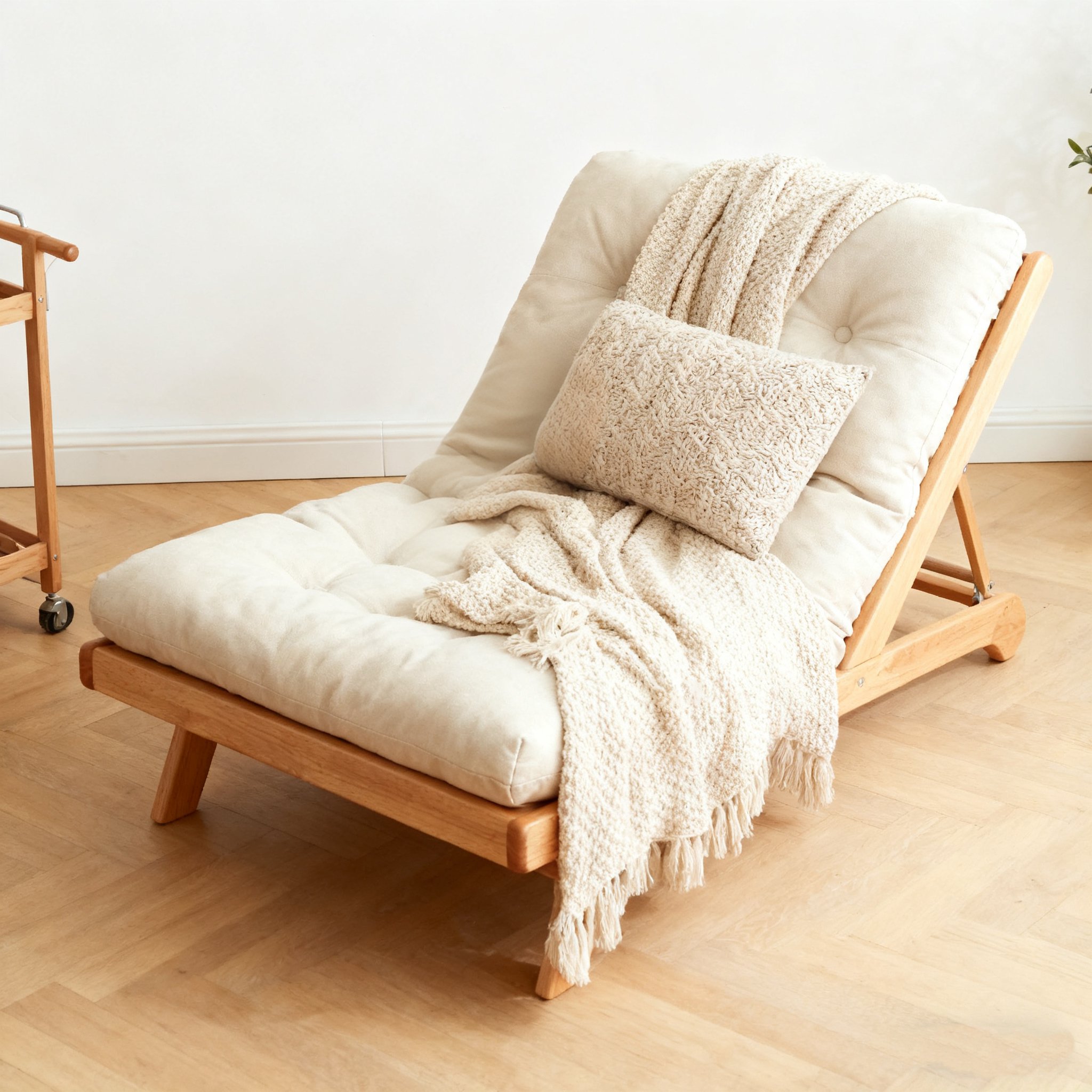 布と木製のレイジーソファ