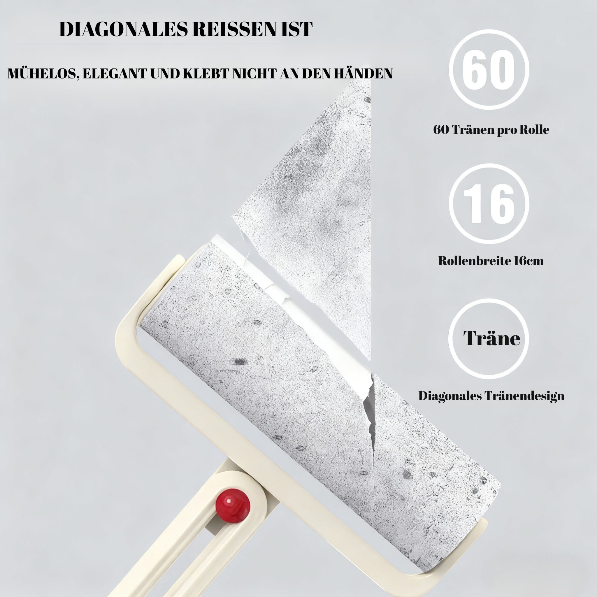 Fusselroller mit aufgerollter Klebefläche