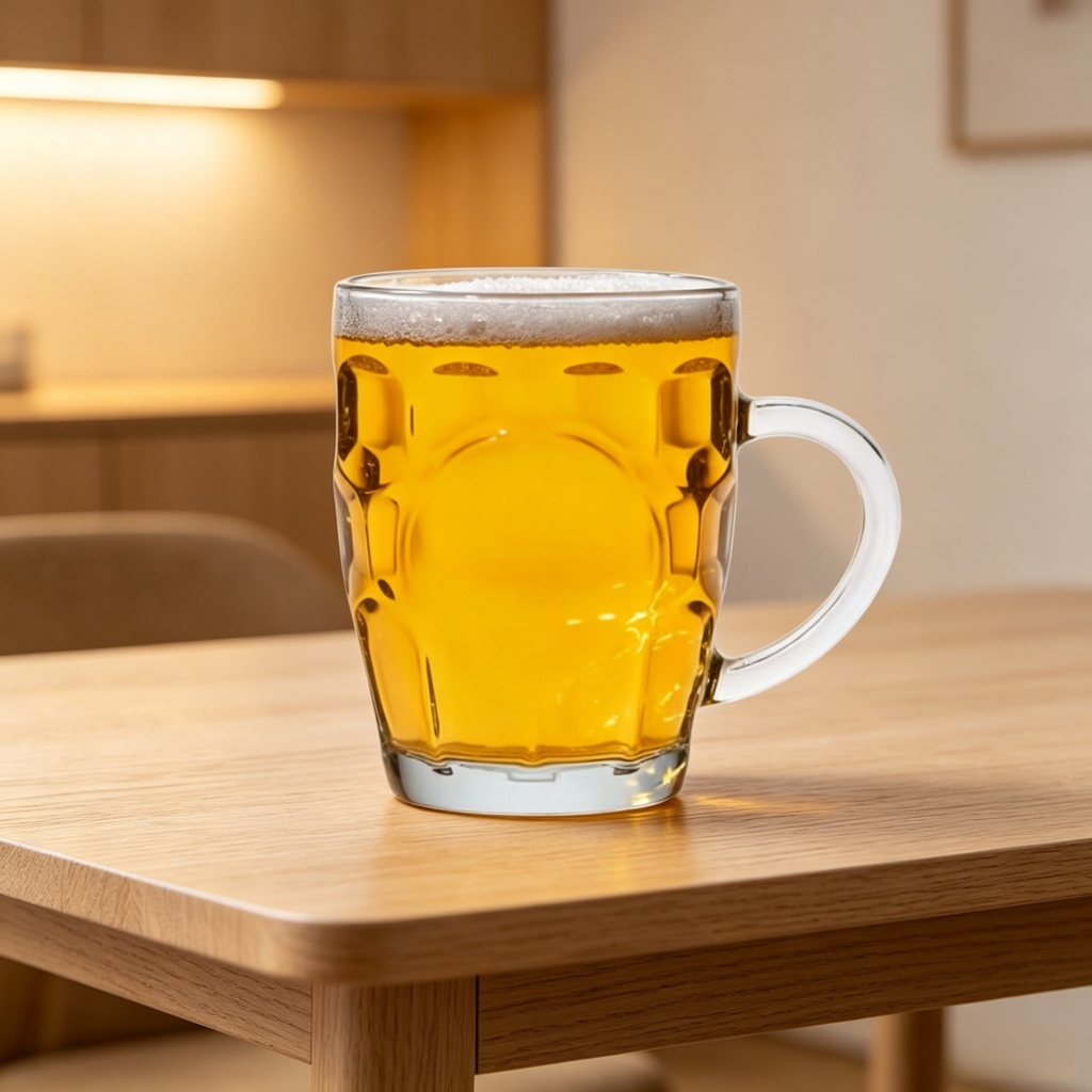 초대용량 500ml 유리 맥주잔 손잡이 집 바 티컵 영웅잔