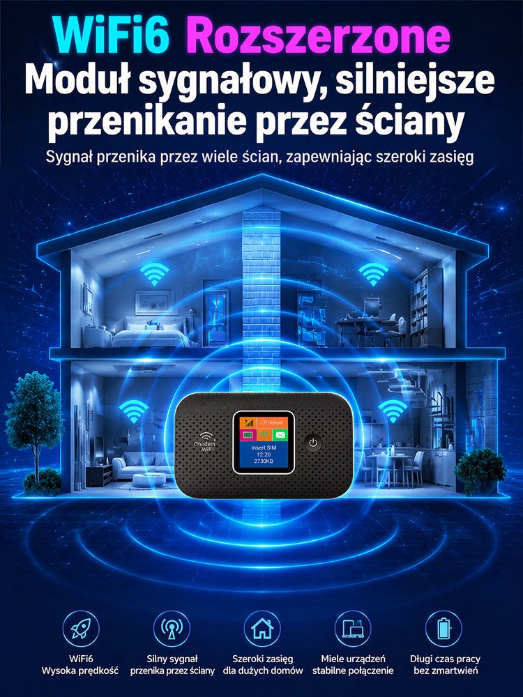 Przenośny WiFi z pełnym zasięgiem i hotspotem
