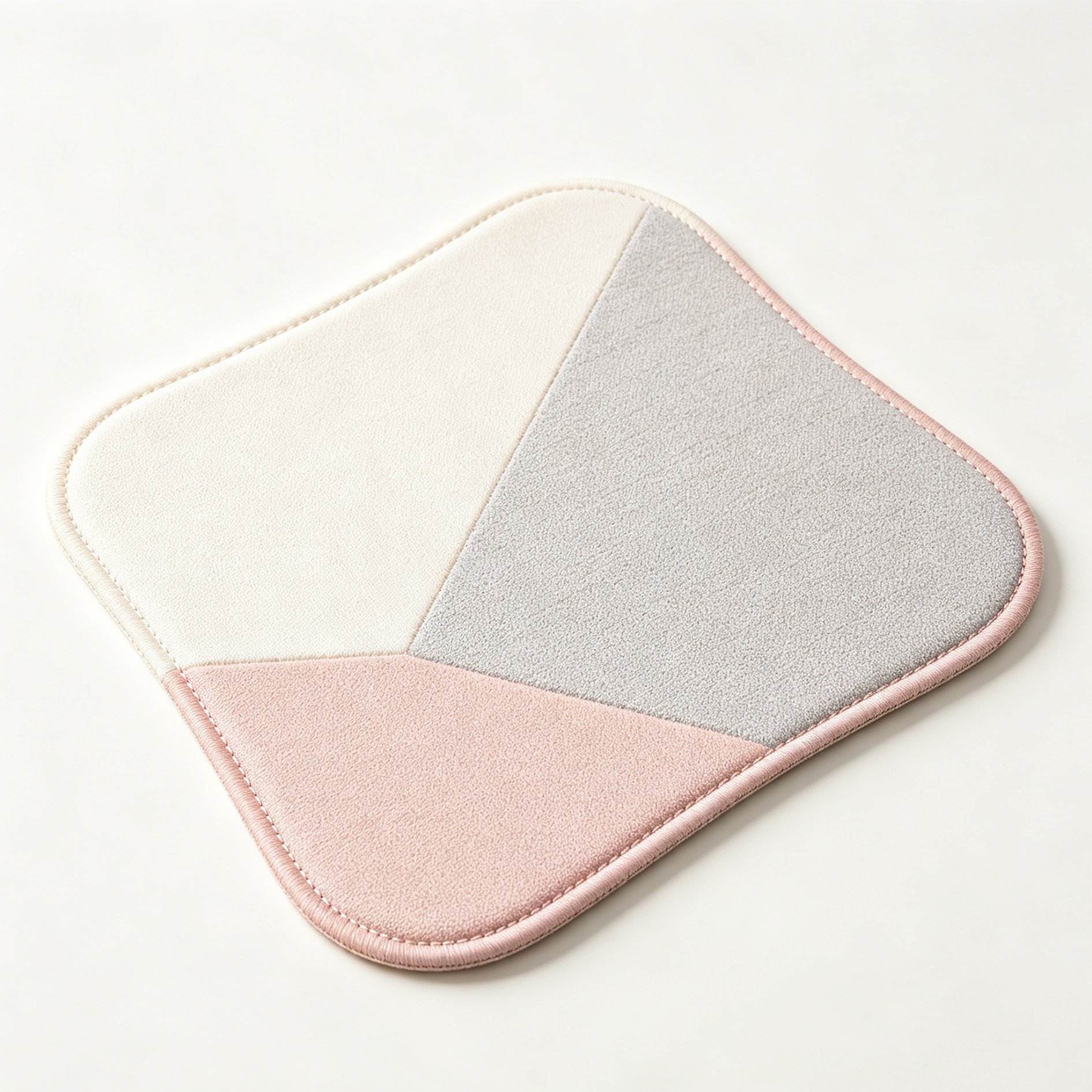 Three-color spliced anti-slip mouse pad on a modern desk