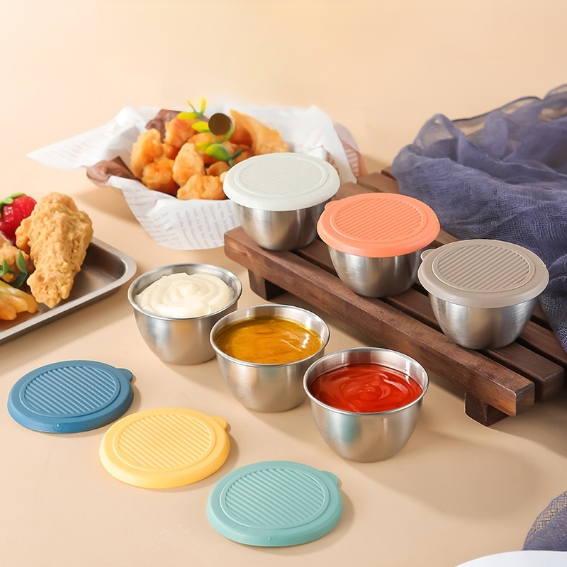 Caja de acero inoxidable para salsas para mojar