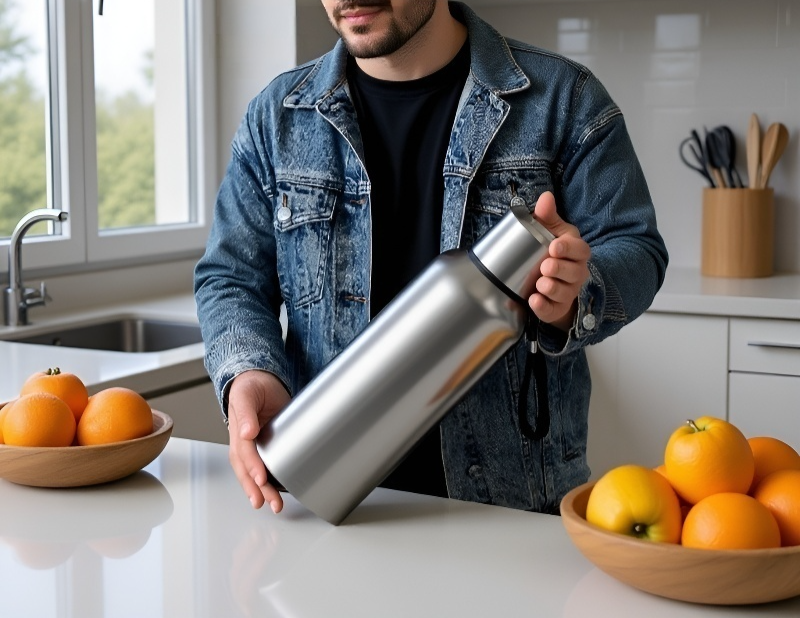 Double-walled stainless steel thermos