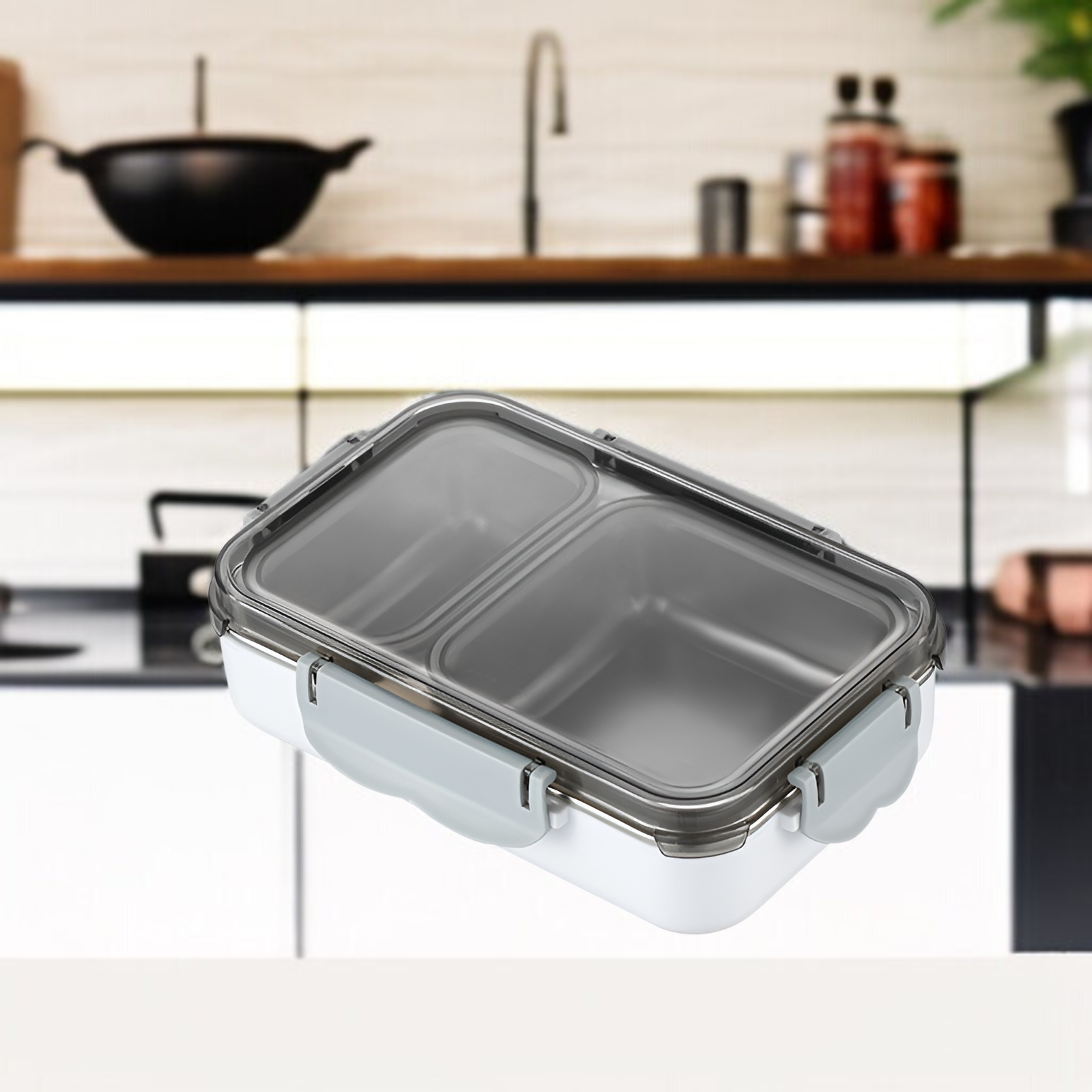 Geruchsneutrale Lunchbox aus Edelstahl 304 mit versiegeltem Deckel und getrennten Fächern