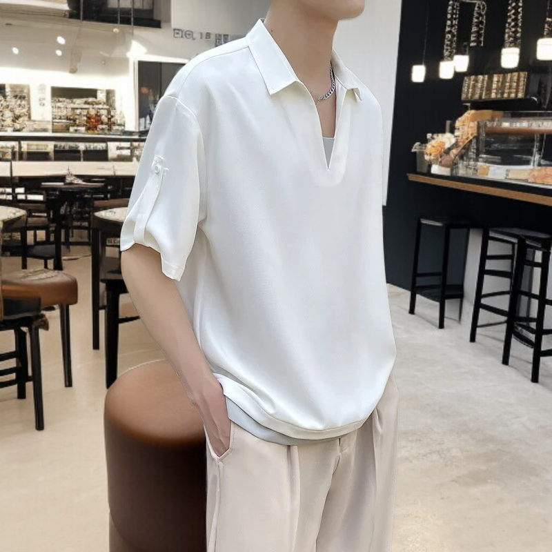 남성 냉감 여름 반팔 셔츠 아이스 레깅스 캐주얼 터틀넥 남 상의 반팔 티셔츠