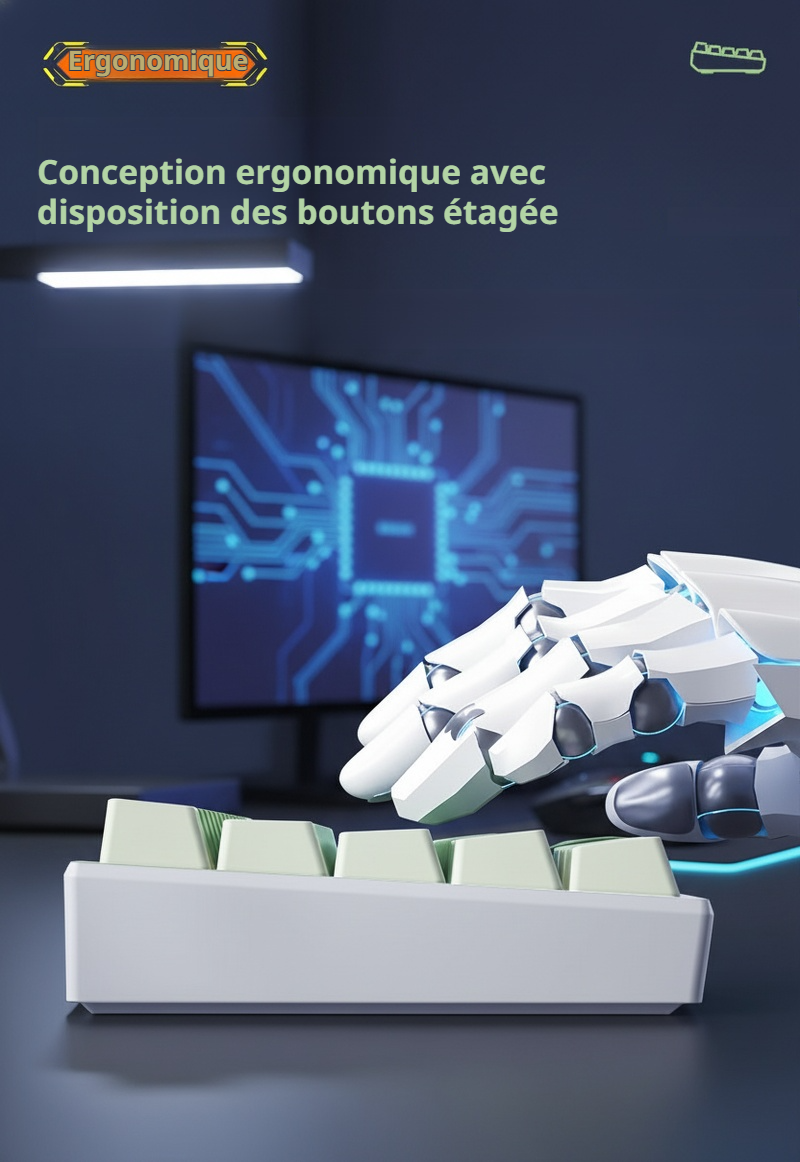 Clavier ergonomique filaire RGB pour travail
