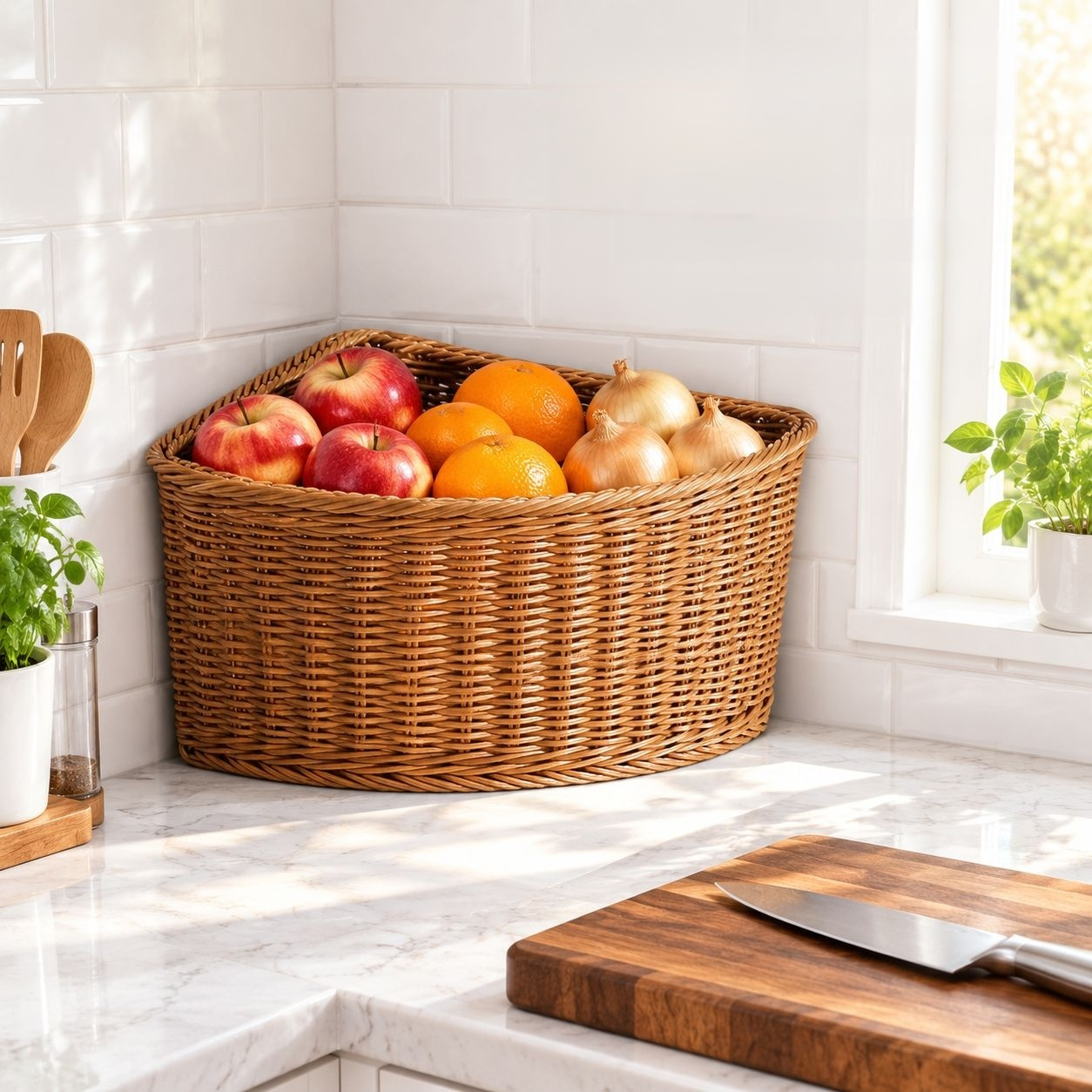 Corner Storage Basket for Shelves and Cabinets