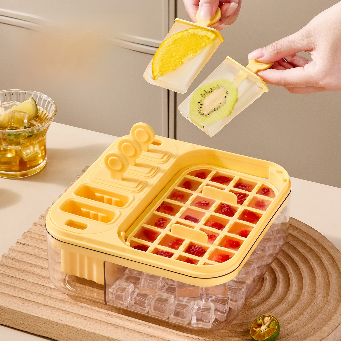 帶蓋二合一冰塊製冰盒塑料冷凍副食神器
