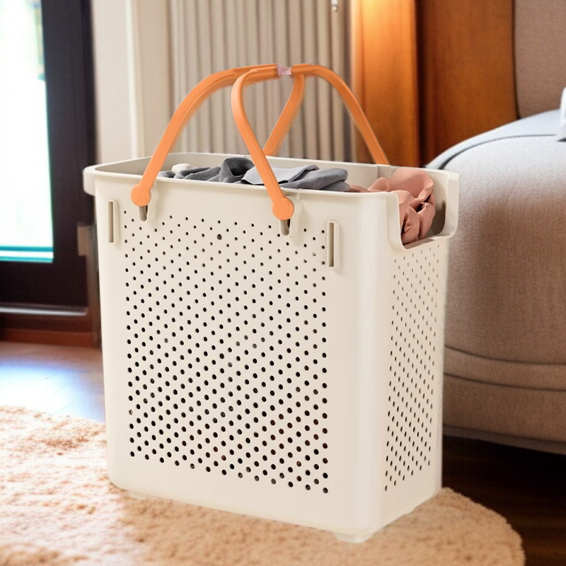 ドミトリー ホームランドリーバスケット 多機能スタッキング可能な収納バスケット ランジェリー・ナローシーム・ホイール・ランドリー・バスケット