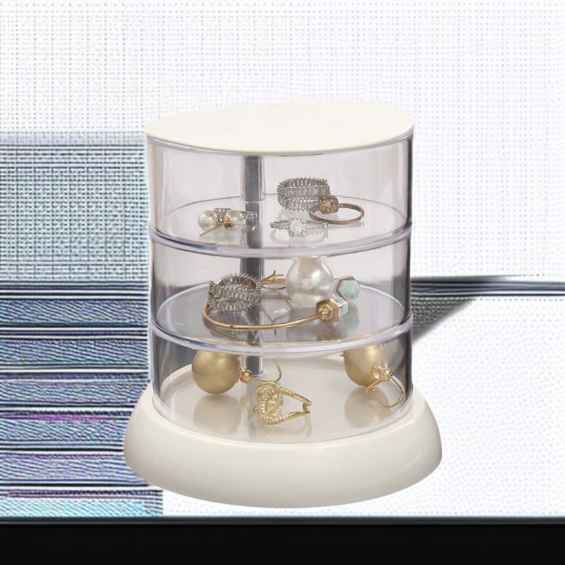 Wenwan 分類収納ボックス回転防塵ジュエリーボックス仏珠と菩提ブレスレットディスプレイボックス透明ジュエリーボックス