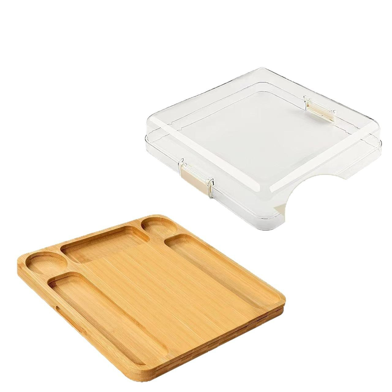 Bamboo divided cooked food tray