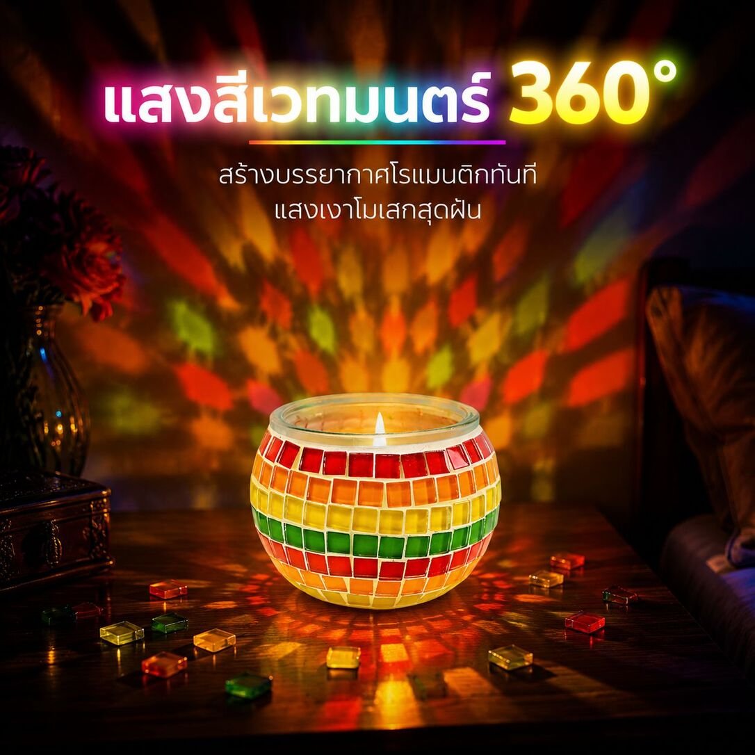 ชุดทำเชิงเทียนแก้วโมเสกสไตล์ตุรกี DIY ตกแต่งบ้าน ประดิษฐ์ร่วมกับลูก
