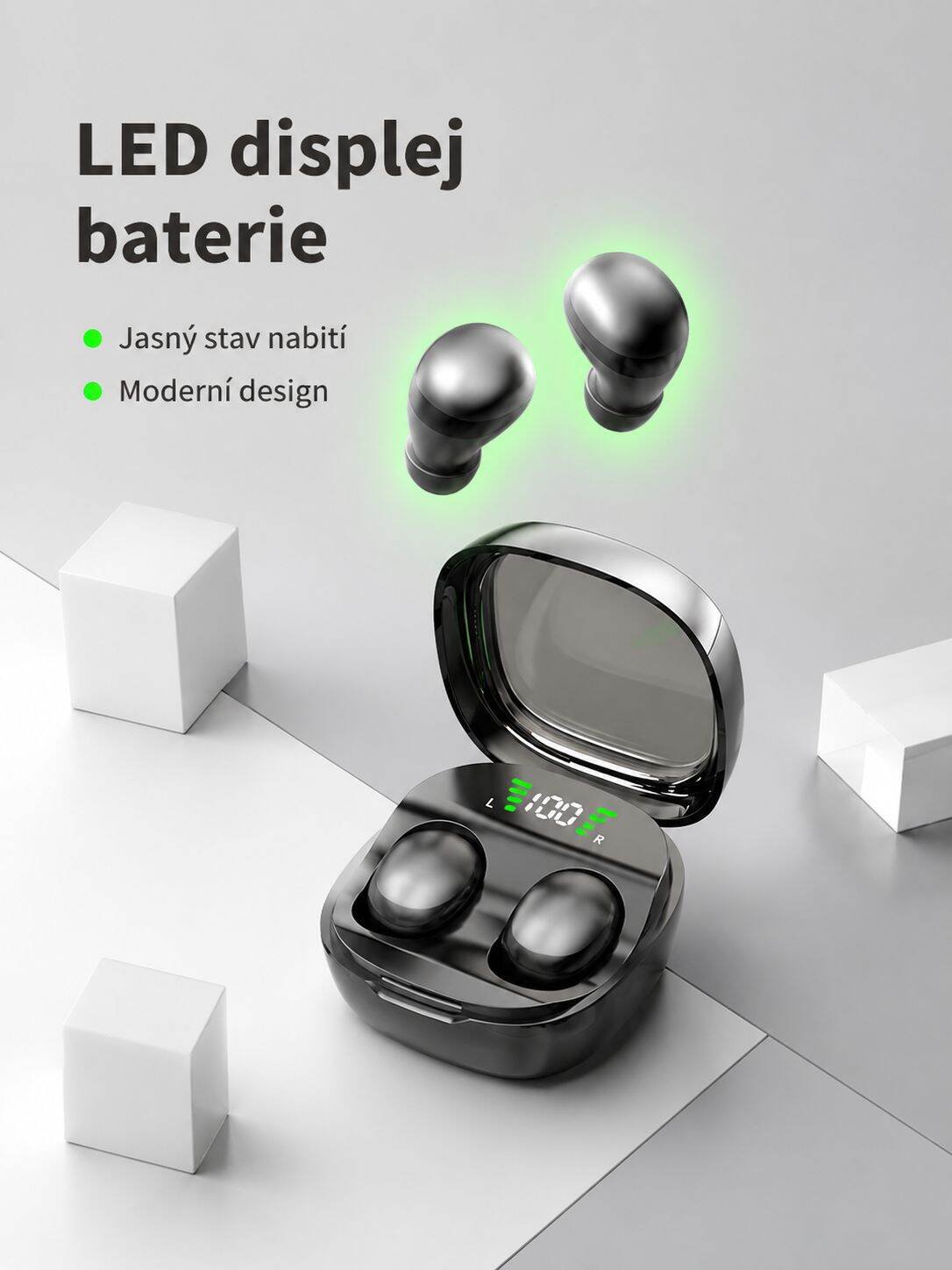 Ultra mini spací bezdrátová Bluetooth sluchátka super tenká