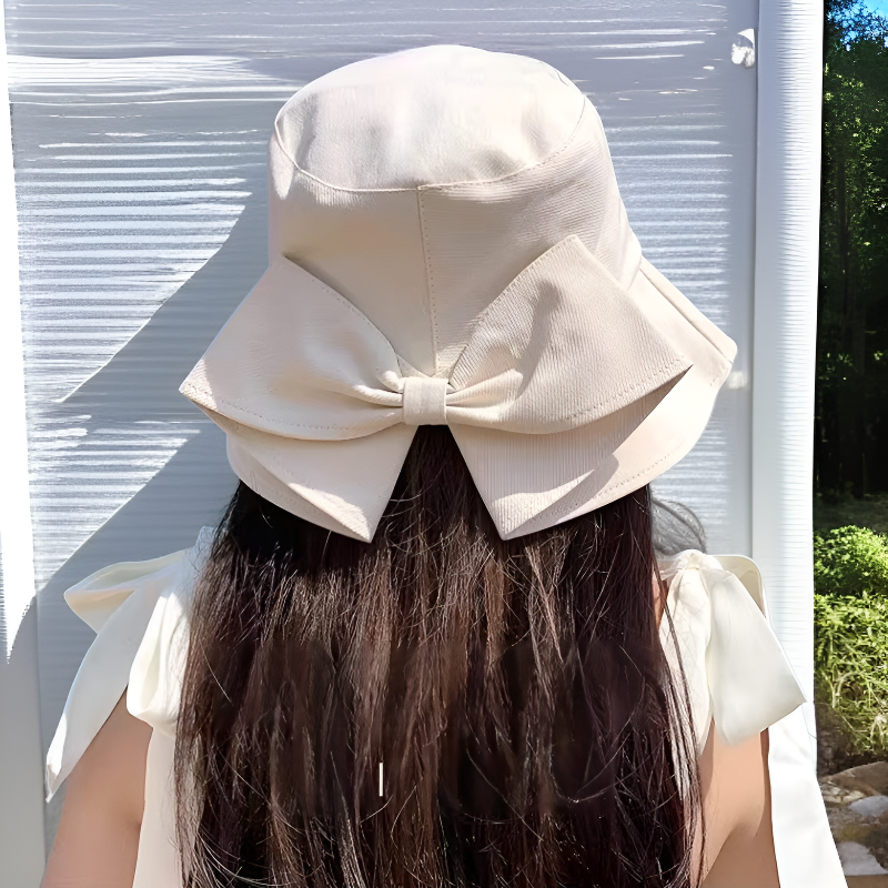 Women's sun hat with split slit and bow, versatile and perfect for vacation.