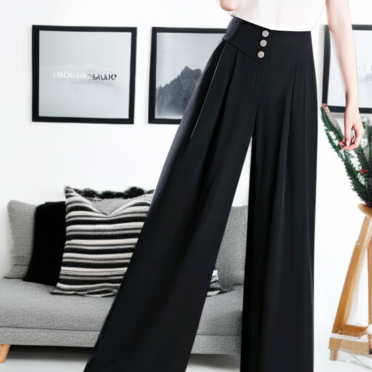 여름 여성 와이드 팬츠 아이스 와이드 팬츠 슬랙스 긴바지 와이드 치마바지 처짐 와이드 팬츠 여 와이드 팬츠 여 쉬폰 아이스 빅사이즈 얇은 여름 바지