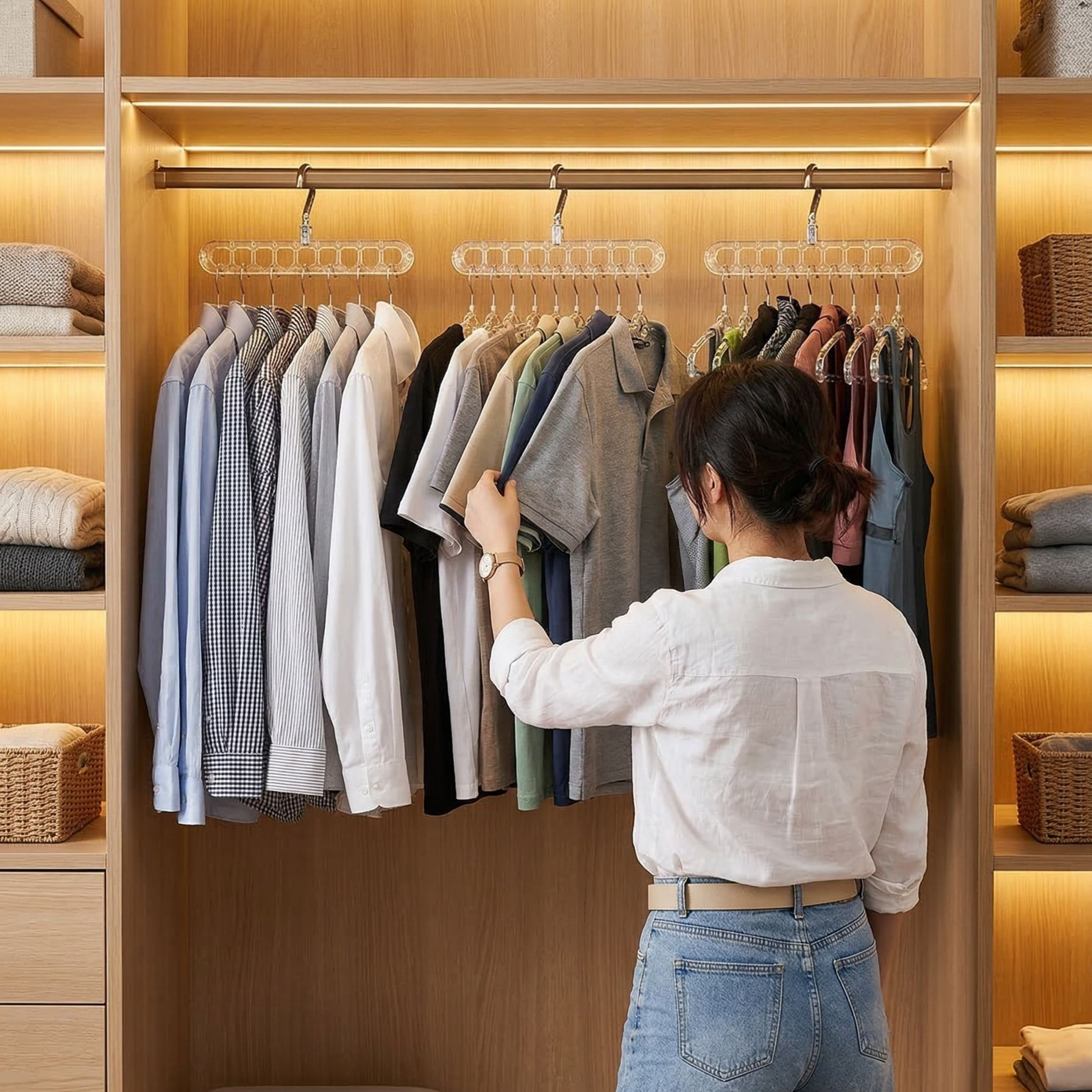 Platzsparender Kleiderbügel für Haushalt und Garderobe