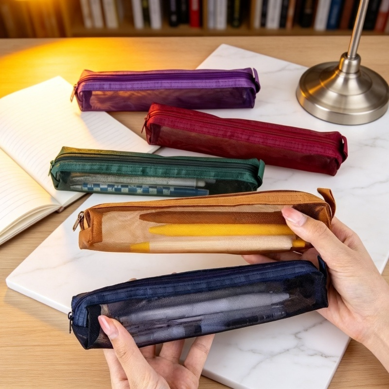 Mini-Federmäppchen aus Netzgewebe