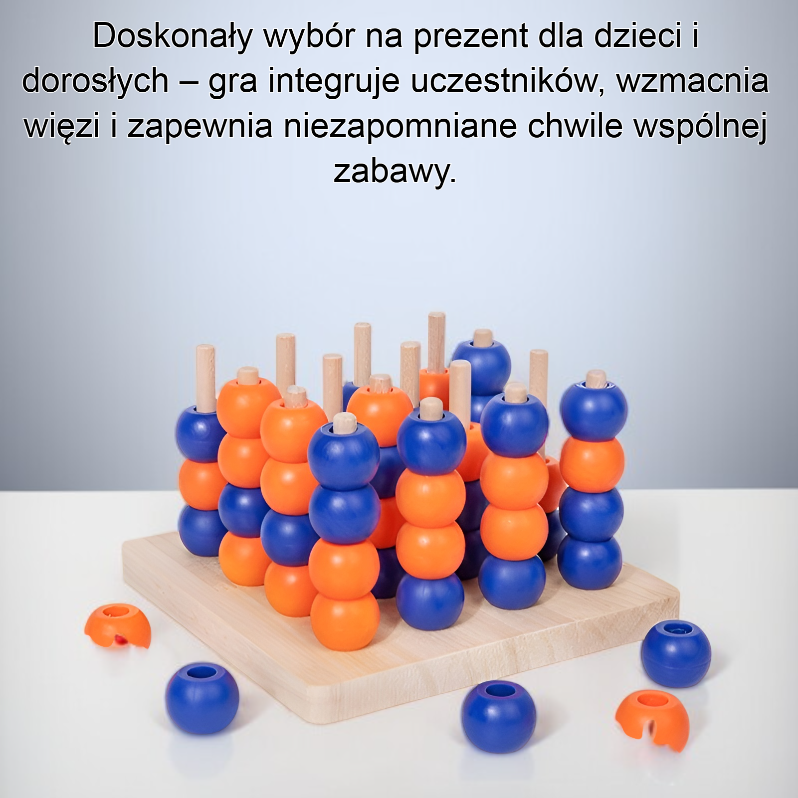 Plansza do gry 3D Cztery w rzędzie z kolorowymi pionkami