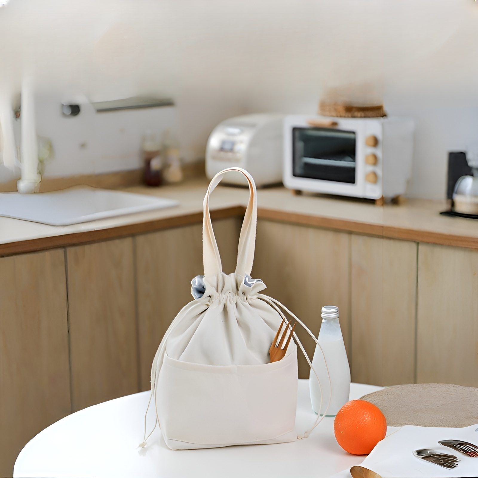 두꺼운 캔버스 도시락 가방 