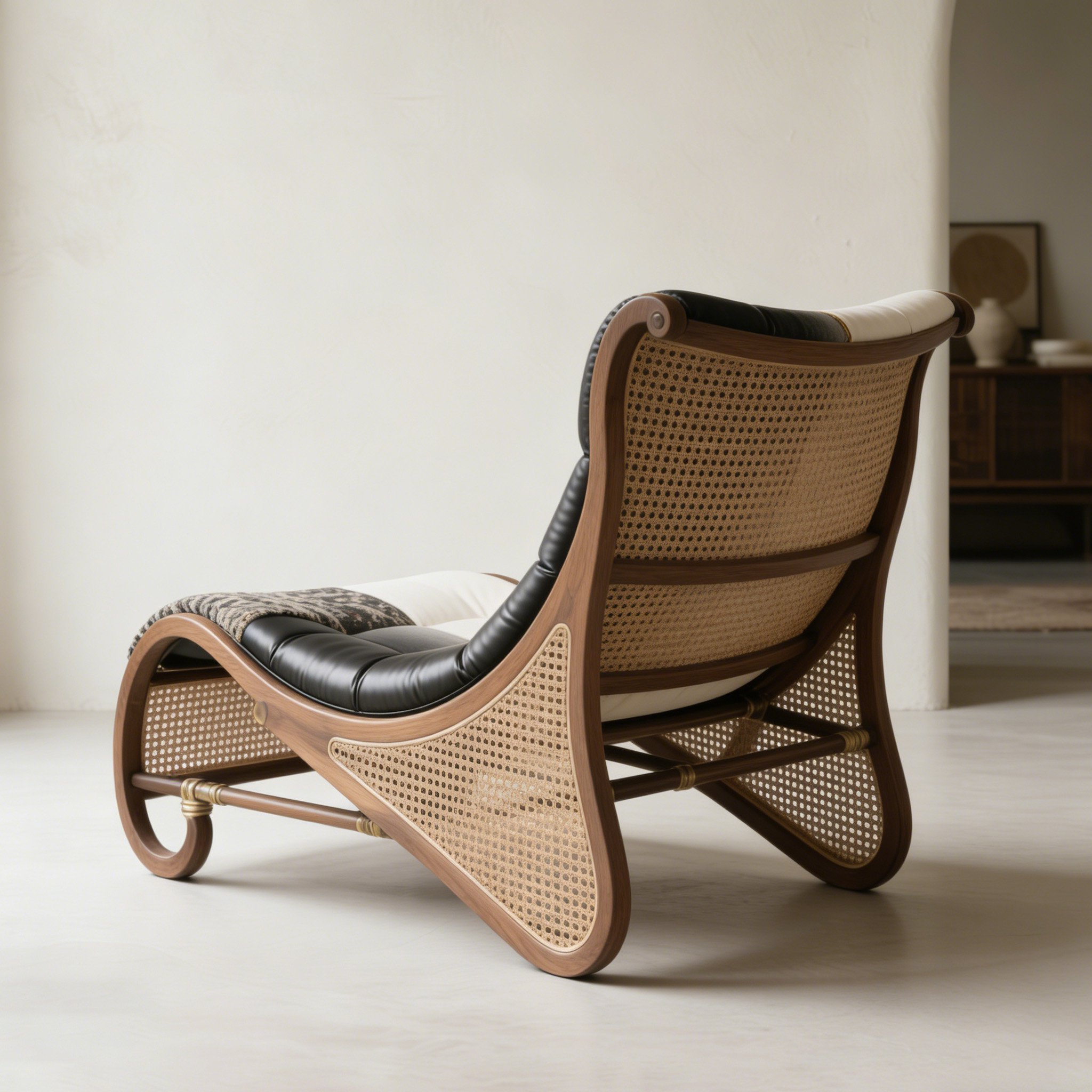 เก้าอี้เอนหลังไม้รูปทรงโค้ง