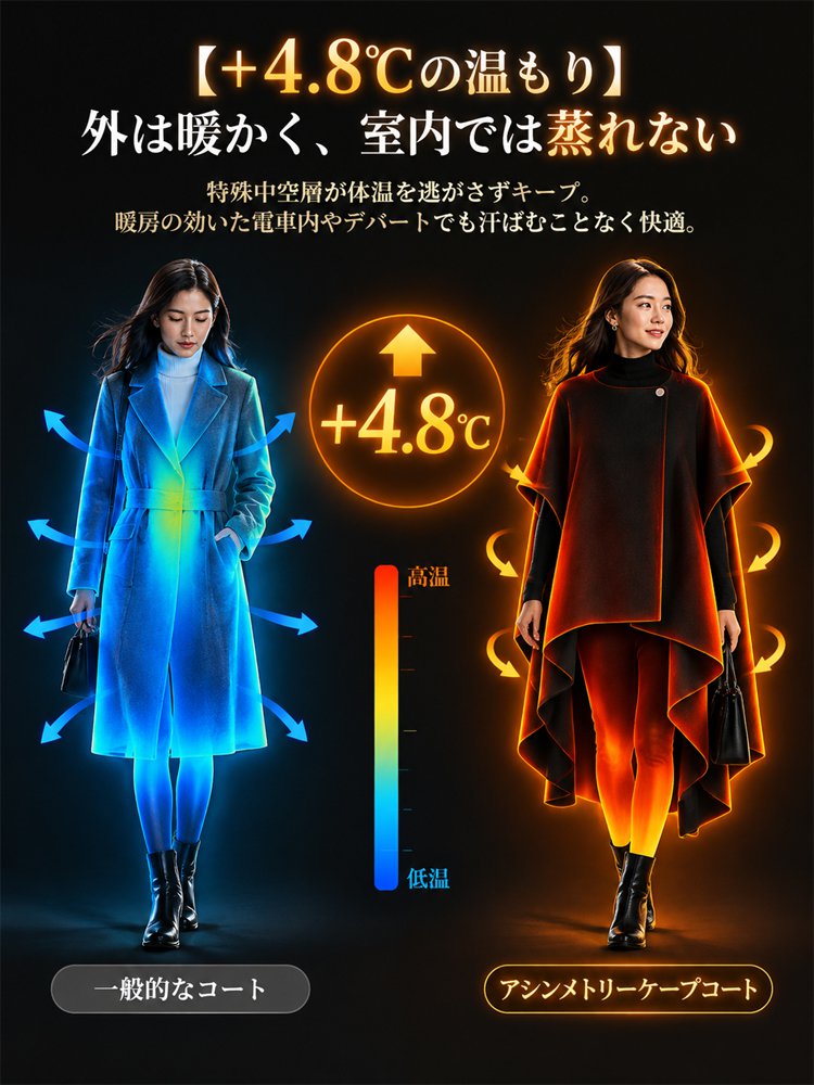 ゆったりシルエットアシンメトリーコート