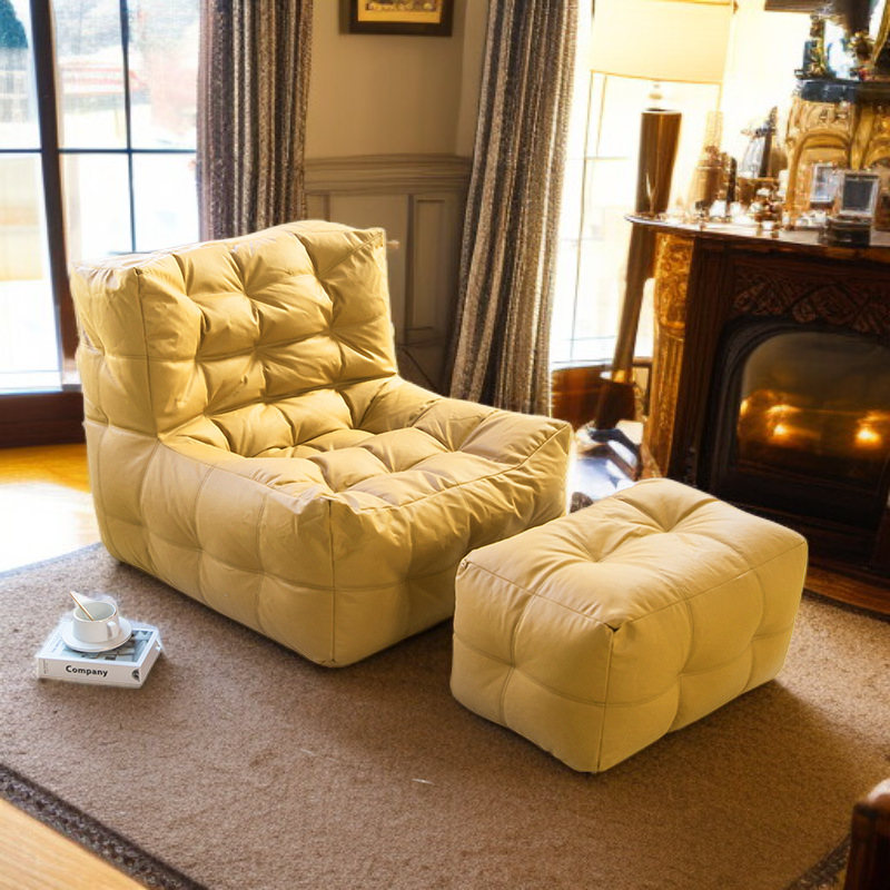 프리미엄 와플 패턴 빈백 의자 디테일 확대