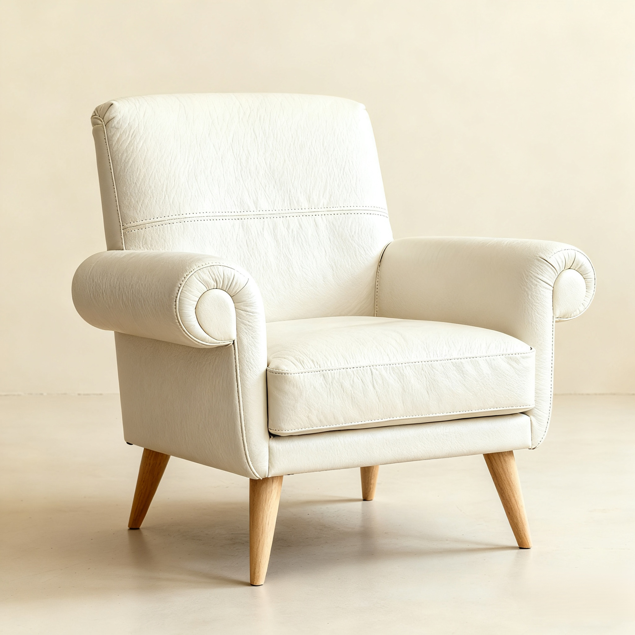 โซฟาเดี่ยวสีขาวงาช้างดีไซน์หรู