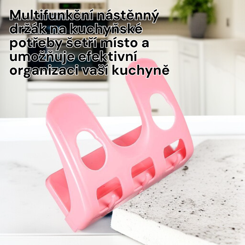 Multifunkční nástěnný držák na kuchyňské náčiní