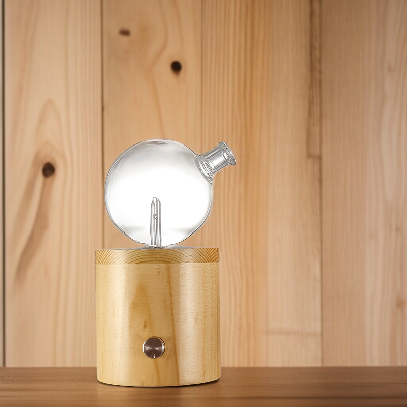 ノブでミスト量を調節できる、水不要の無垢材製エッセンシャルオイルアロマセラピーディフューザー。室内空気浄化にも。低騒音、間接照明、カラフルなLEDライト、自動電源オフ機能を備えたアロマセラピーディフュ