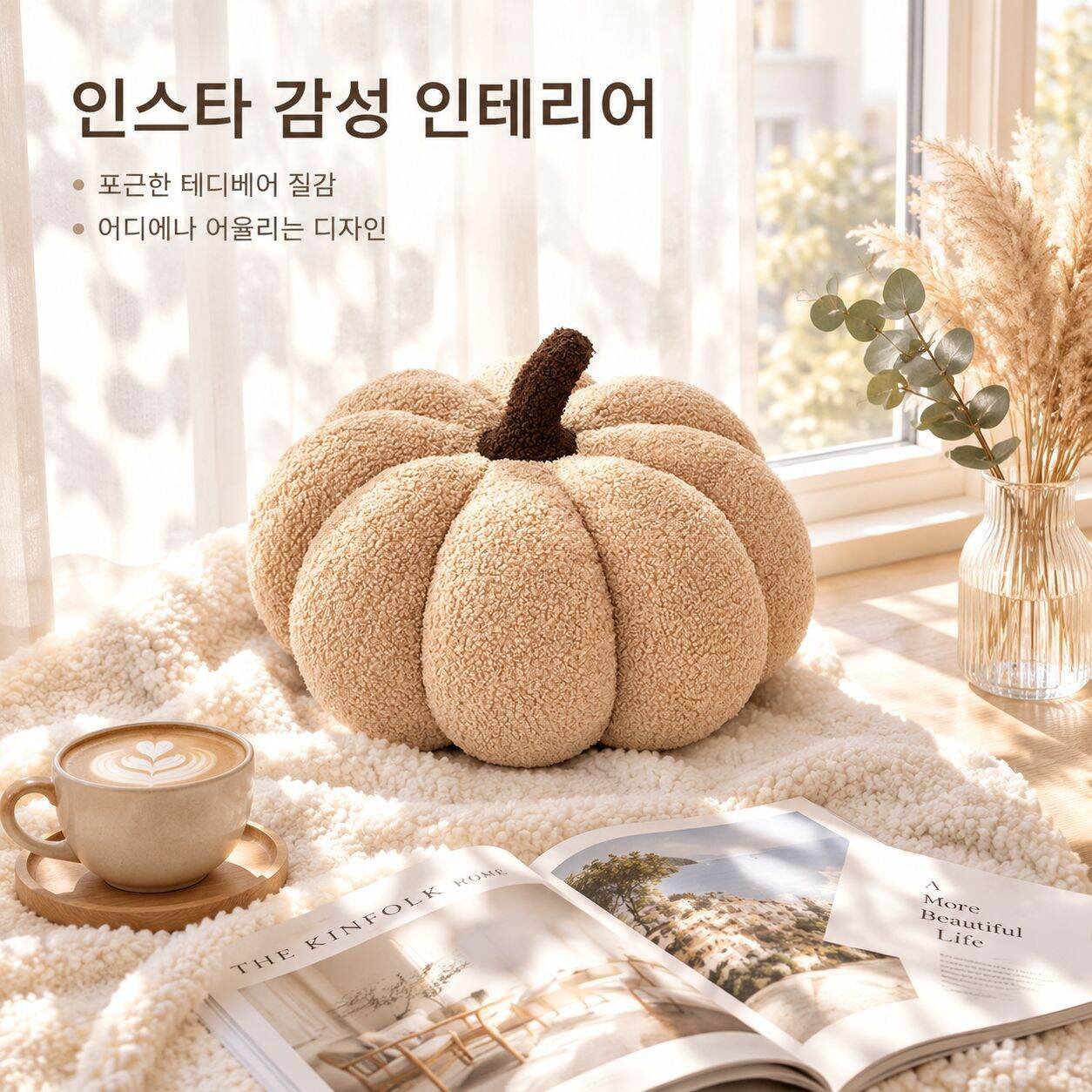 귀여운 인스타 감성 호박 베개 가정용 침실 소파 쿠션 장식