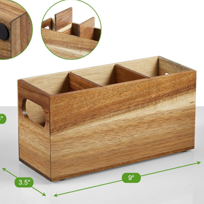 木製デスクトップコンパートメント収納ボックスシンプルなキッチン食器収納ボックスポータブル雑貨収納ボックス