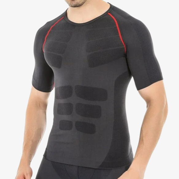 メンズスポーツ速乾タイトTシャツ、フィットネストレーニング通気トップス