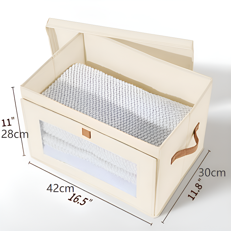 Foldable Side-Open Storage Box with Lid and Transparent Window
