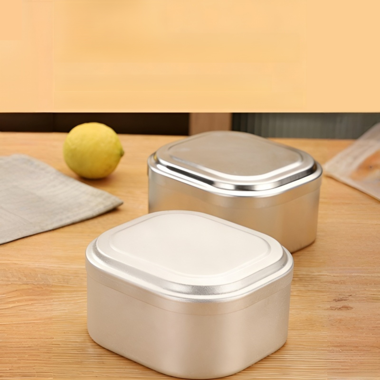 휴대용 올알루미늄 사각 도시락통, 손잡이 포함, 야외 피크닉 및 식품 보관에 적합