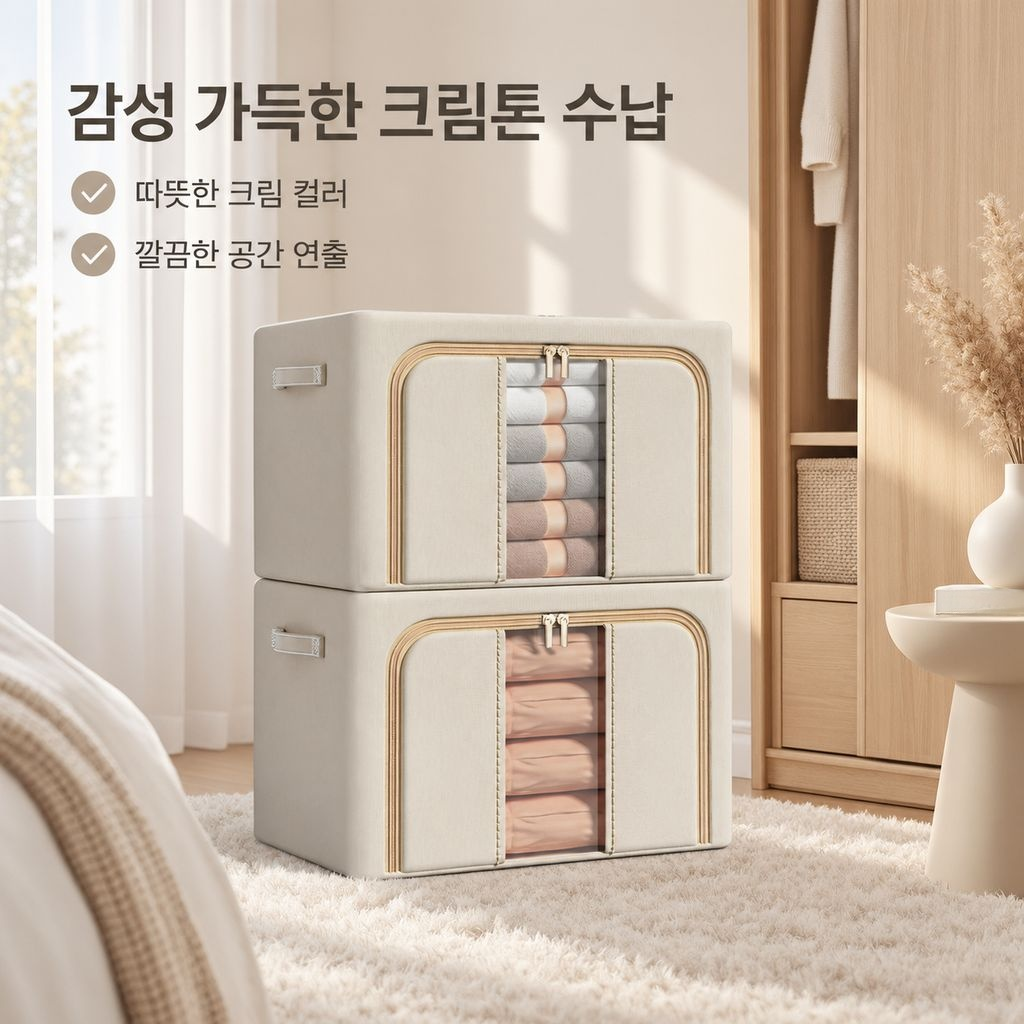 가정용 접이식 옥스포드 스틸 프레임 수납함 옷 이불 정리함