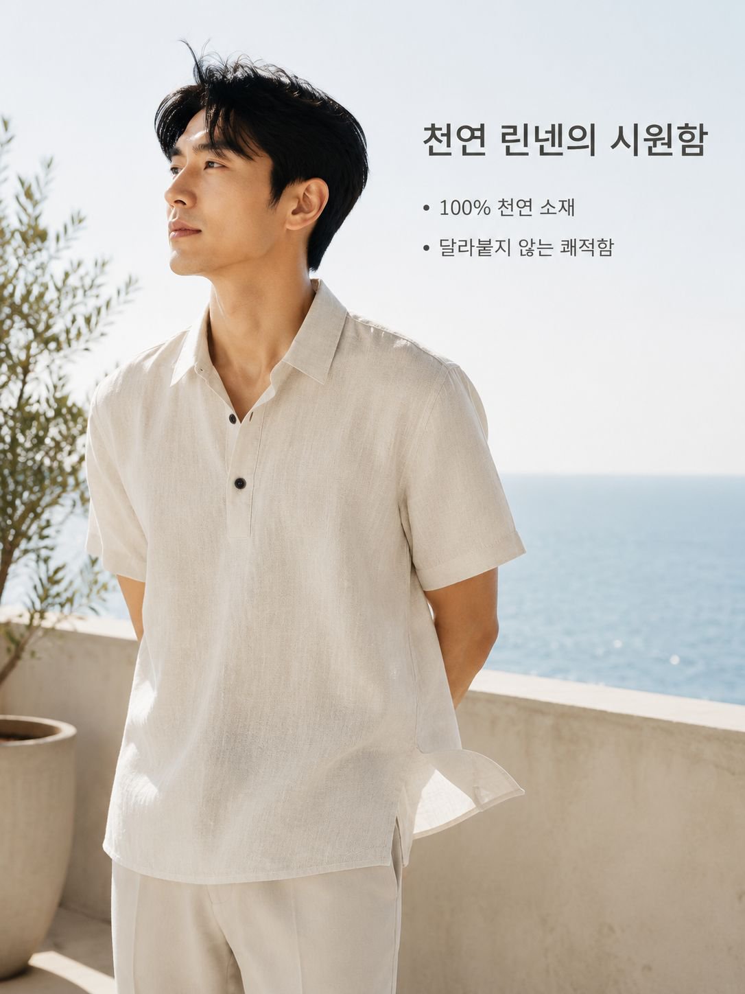 여름용 남성 빈티지 셔츠 앞모습