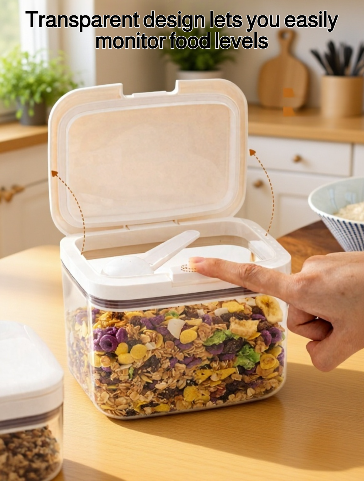 Airtight dry food storage box with secure lid