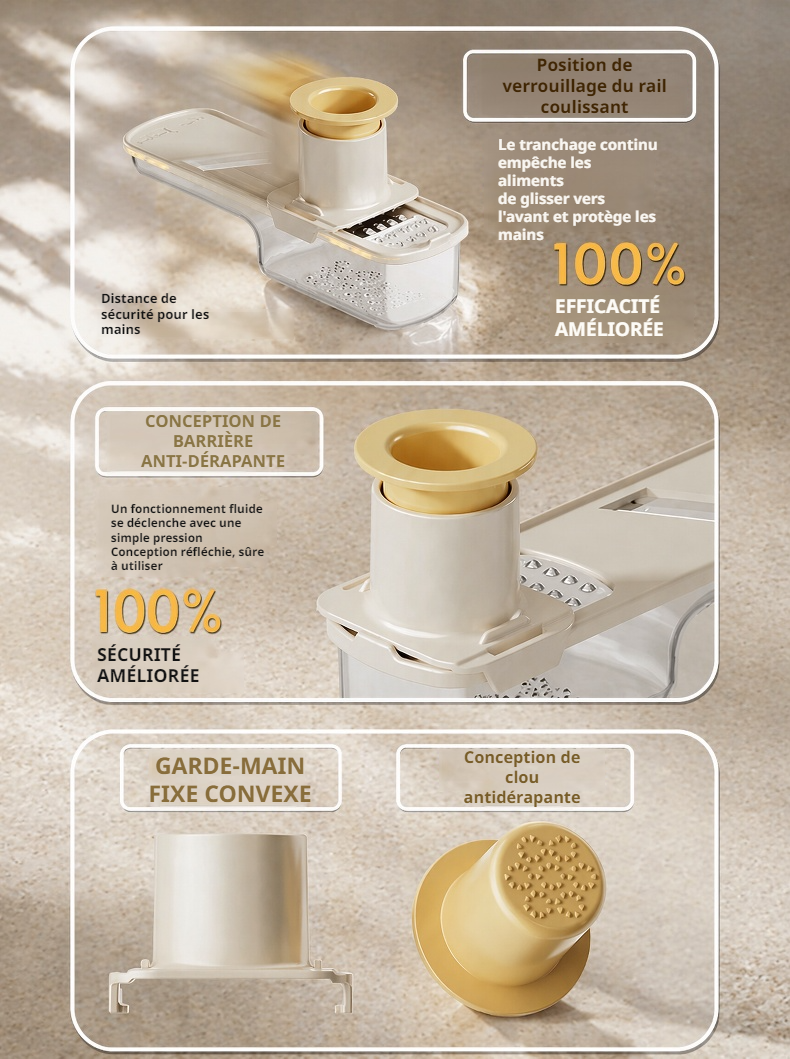 Ustensile de cuisine 3-en-1 pour couper, trancher, hacher