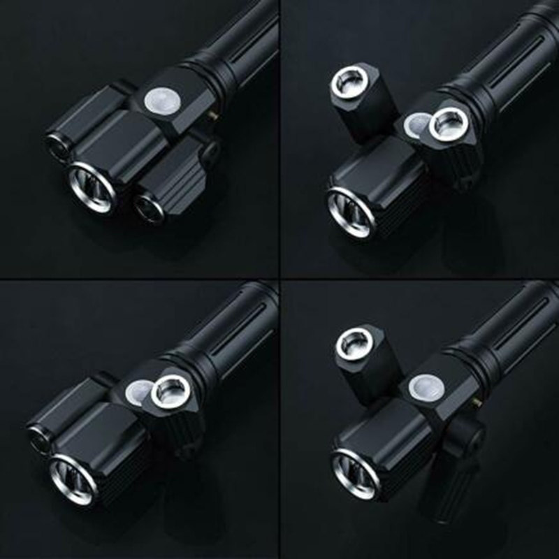 Outdoor waterproof three-head flashlight