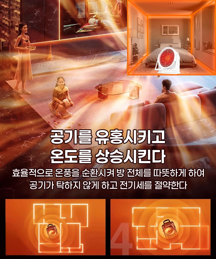 사합일 에너지절약 무광 온풍기