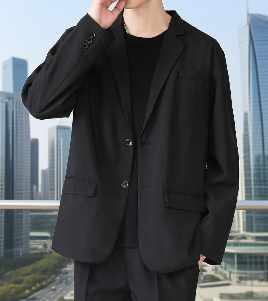 남성 패션 정장 외투 후면 이미지