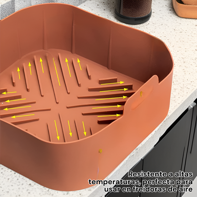 Canasta de silicona para freidora de aire, resistente a altas temperaturas, grado alimenticio