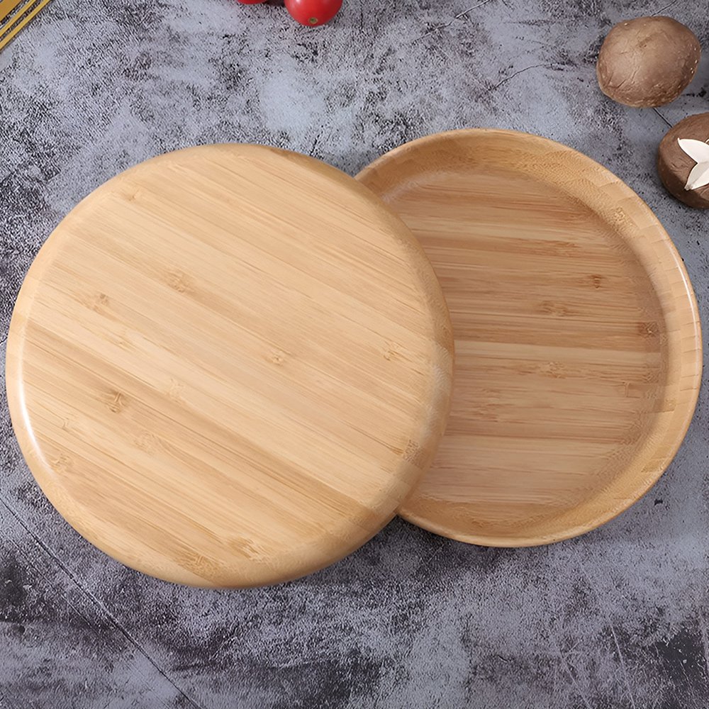 Round wooden dining plate
