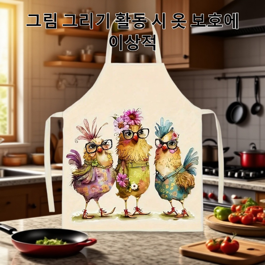 귀여운 고양이 디자인 아이들 앞치마
