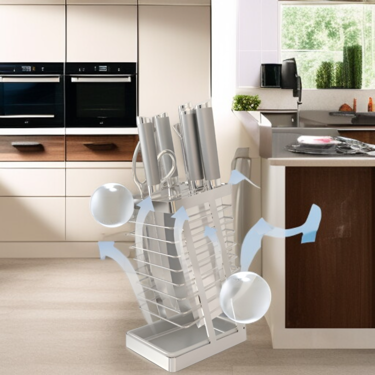 排水機能付き家庭用ナイフ収納ラック