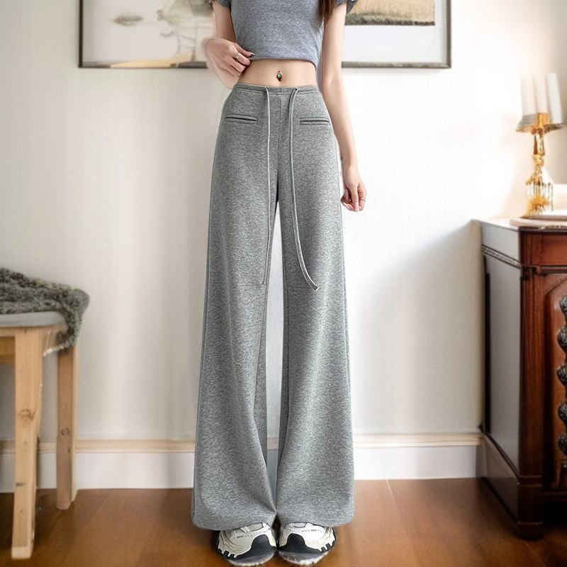 트레이닝 팬츠 여 하이웨스트 슬림 슬랙스 와이드 팬츠 와이드 슬림핏 여름 캐주얼 맨투맨