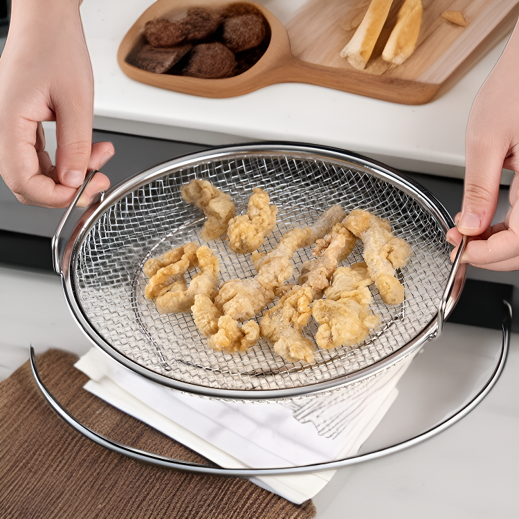 Küchen-Frittierkorb mit Öl- und Wasserablauf