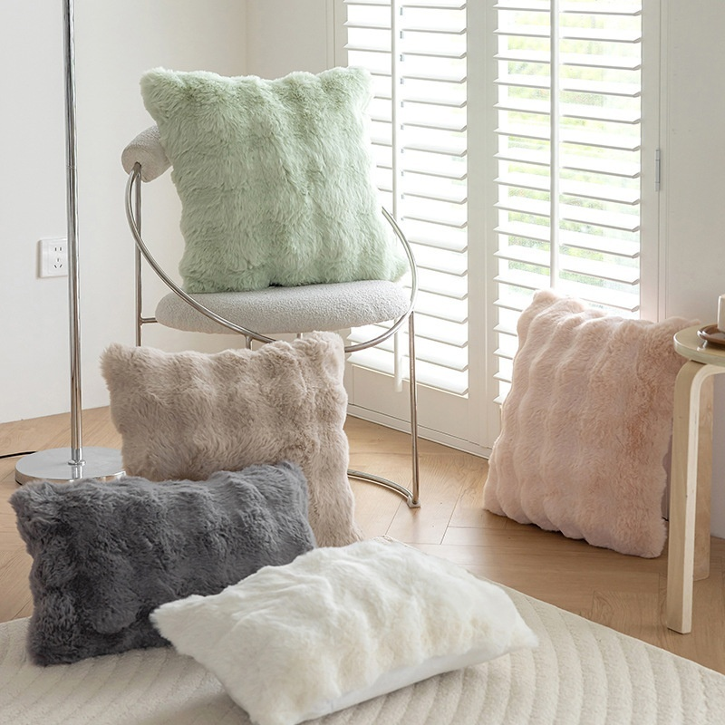 Plush Throw Pillow Cover for Living Room Simple Style