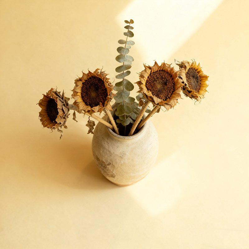 ハンドメイド花瓶アレンジメントセット（瓶＋4本の花）